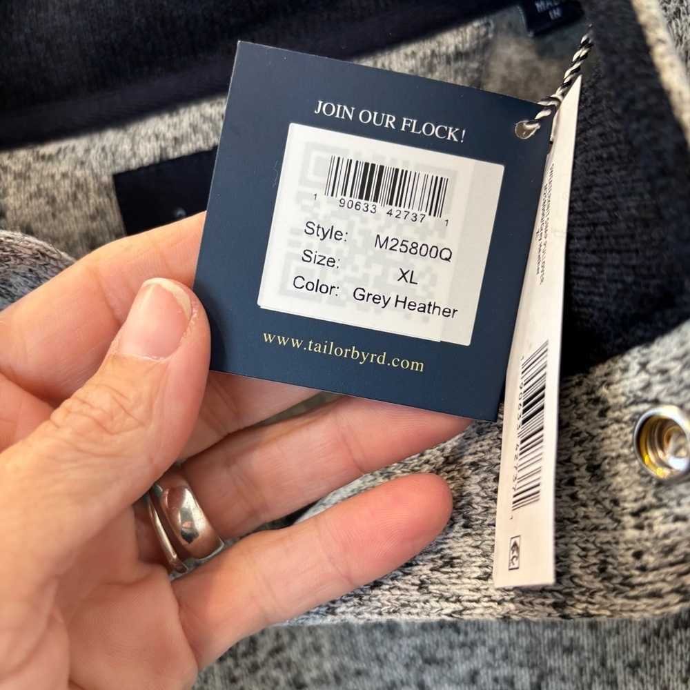 NWT Tailorbyrd Mens Snap Placket Pullover Grey - Picture 5 of 13
